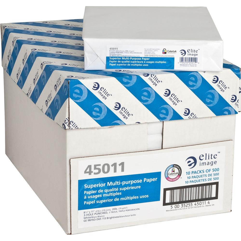 Elite Image Punched Copy Paper 10 PK/CT