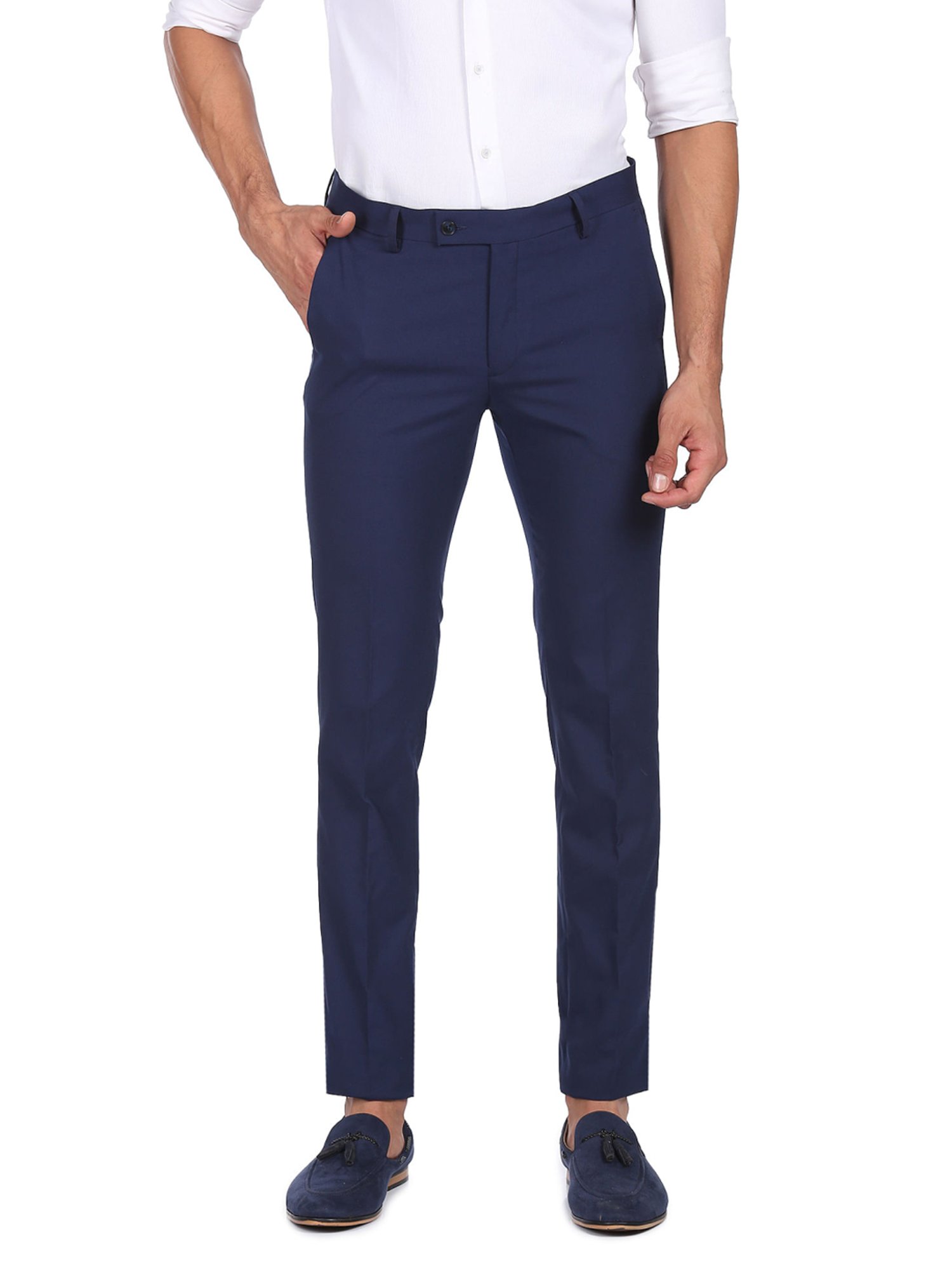 Arrow Blue Regular Fit Trousers