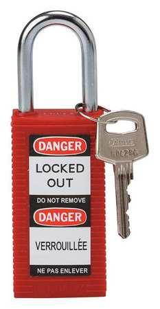 BRADY 123405 Lockout Padlock,KD,Red,3"H