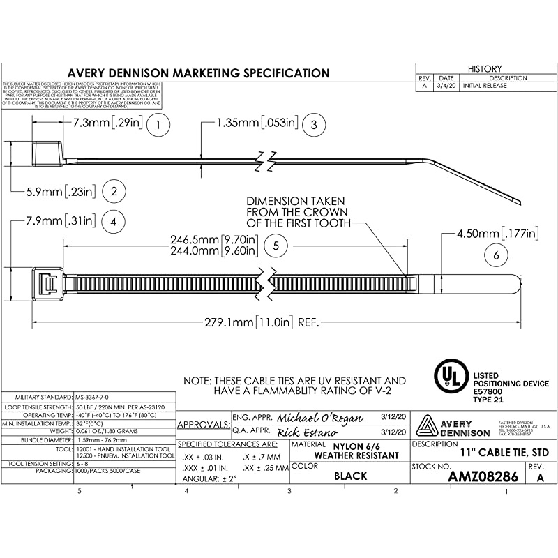 Cable Ties by Avery Dennison USA Made Nylon Zip Ties Weather UV amp Impact Resistant Black Plastic Ties for Binding Bundling amp Organizing Cable amp Wire For Indoors amp Outdoors 11quot x 1000