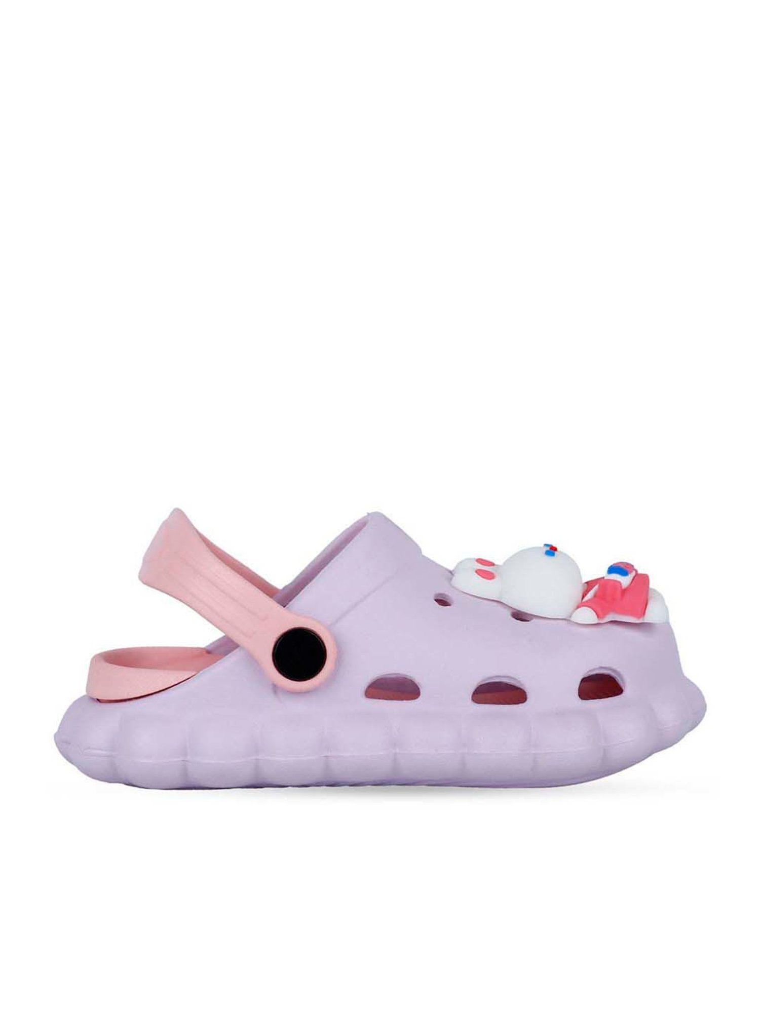 Baby Moo Kids Lilac & Red Hungry Bunny Applique Waterproof Anti-Skid Back Strap Clogs