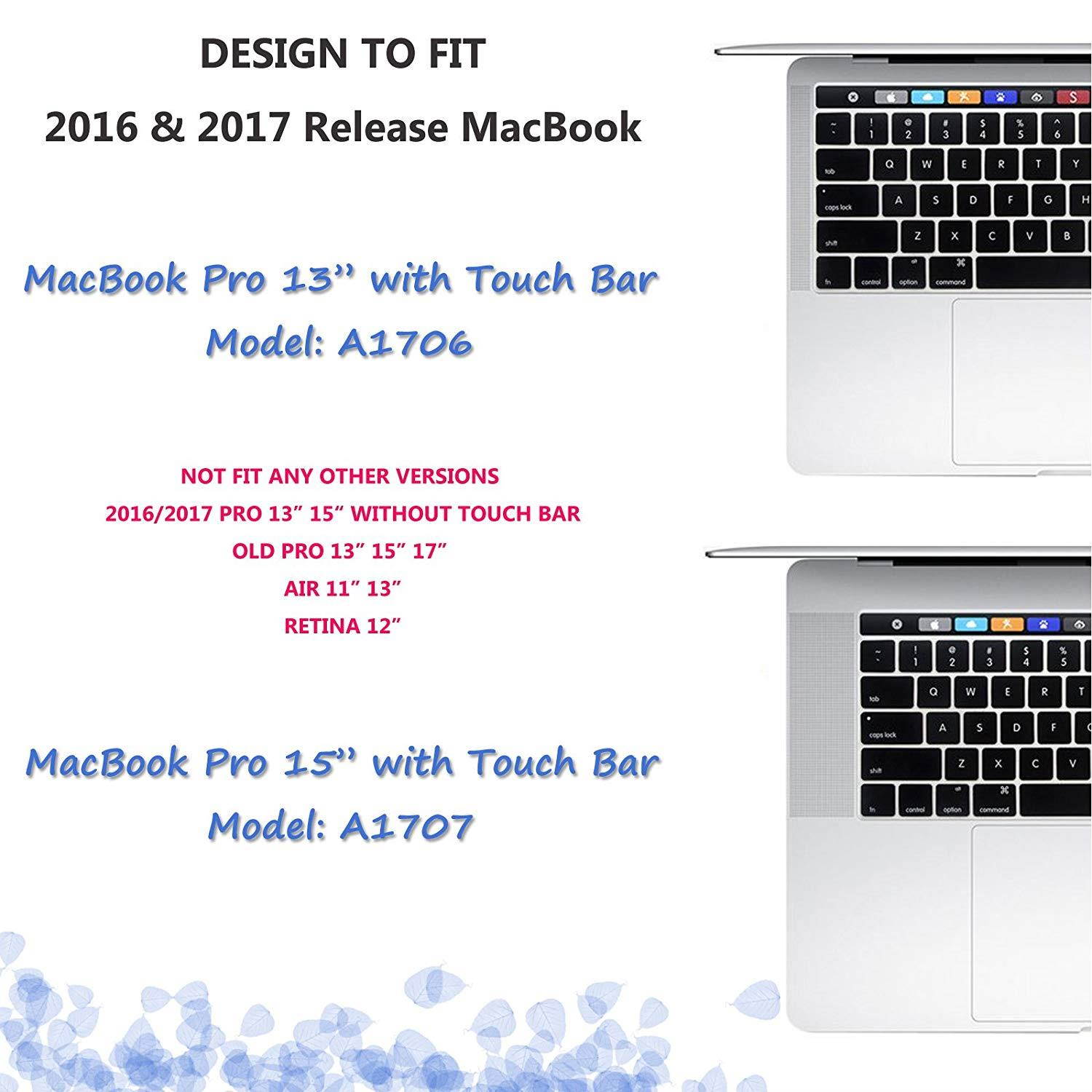 YMIX MacBook Keyboard Cover - Washable Silicone Keyboard Cover for MacBook Pro 13 (A1706) & Pro 15 (A1707) with Touch Bar - Showa Sea