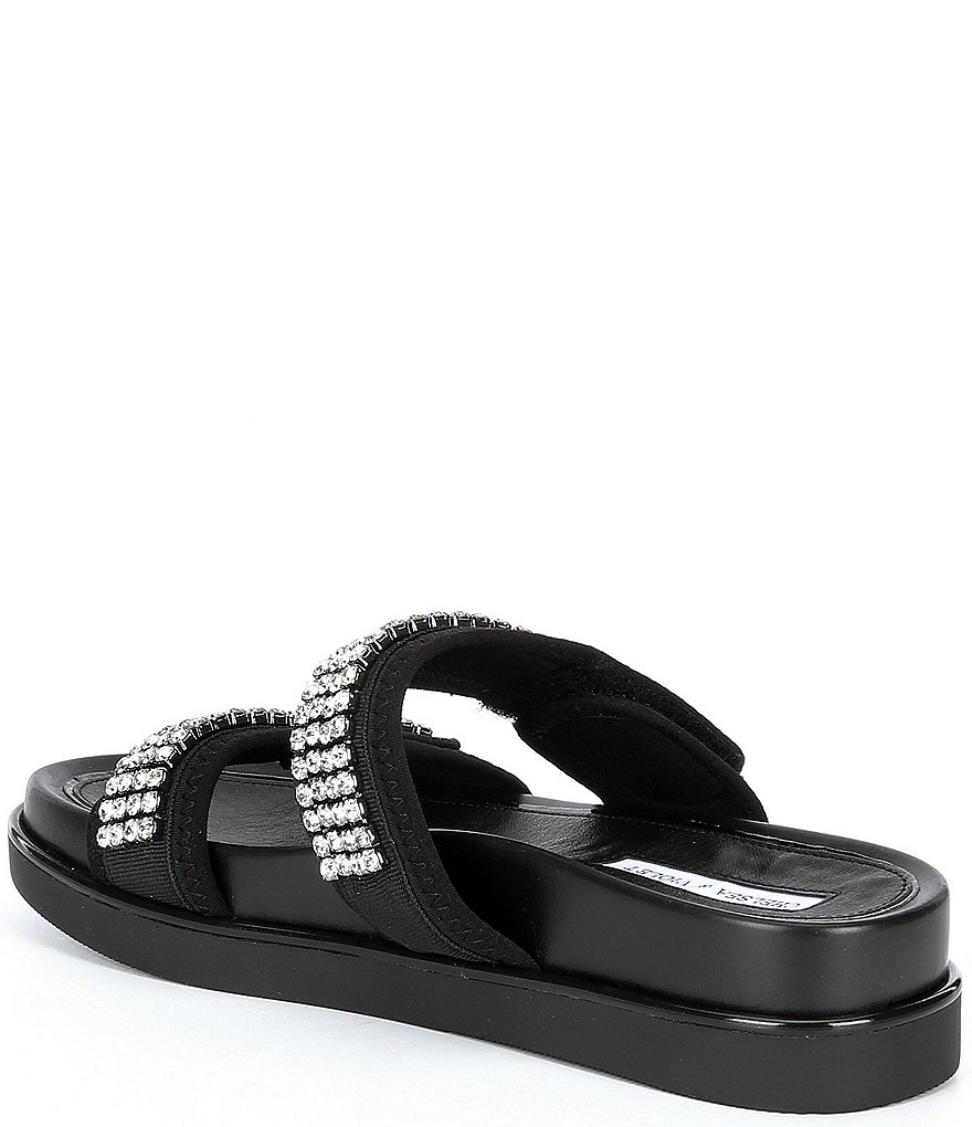 Chelsea & Violet Alici Rhinestone Two-Banded Flatform Sandals