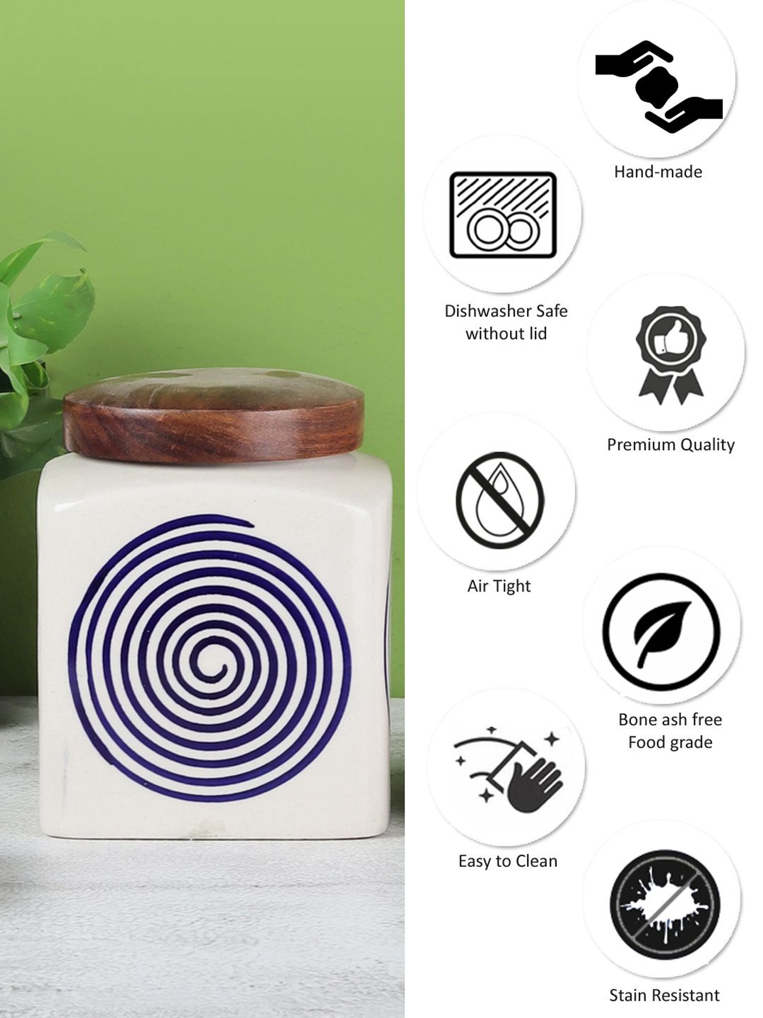 VarEesha Blue Ceramic Square Jars - Set of 3