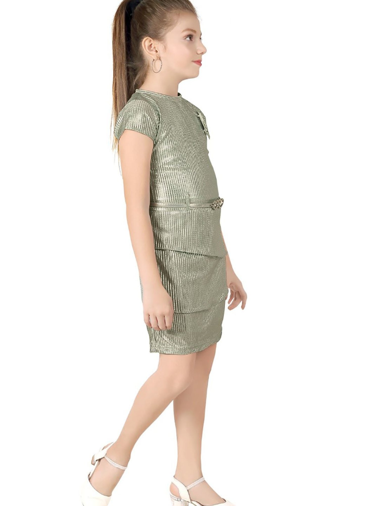 Peppermint Kids Black & White Printed Full Sleeves Dress