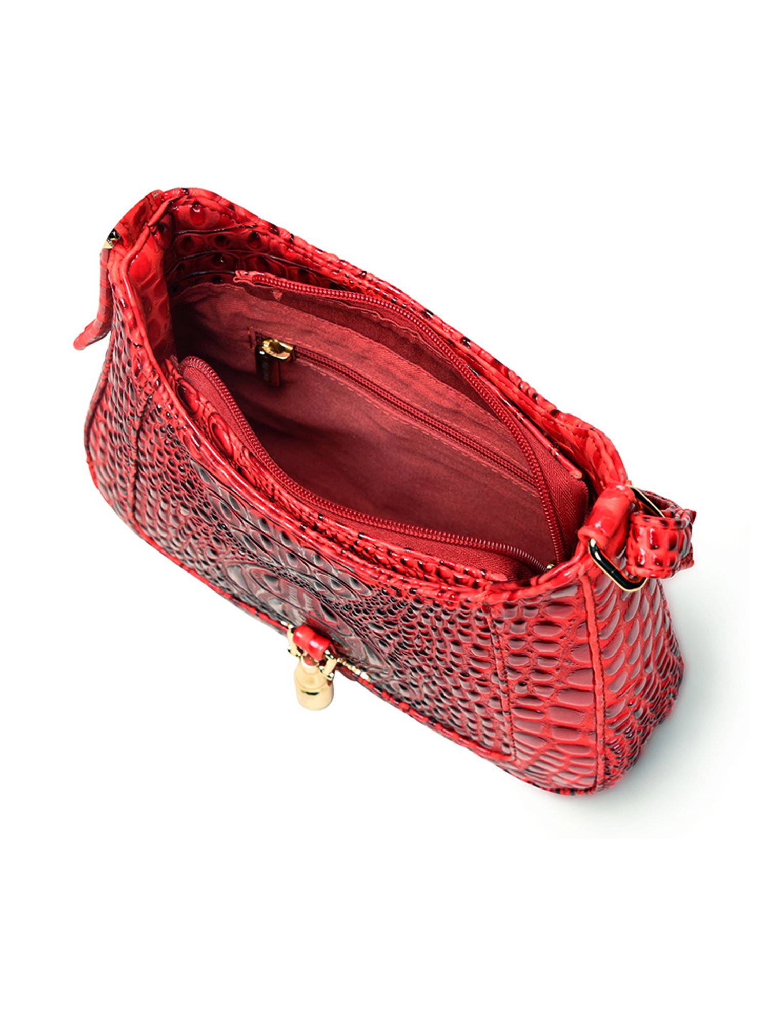 PELLE LUXUR Red Animal Effect Small Shoulder Bag