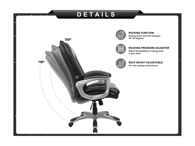 RIMIKING Ergonomic Memory Foam Executive Office Chair - Adjustable Height Built-in Lumbar Support Tilt Angle Computer Desk Chair, Swivel Thick Padded for Comfort