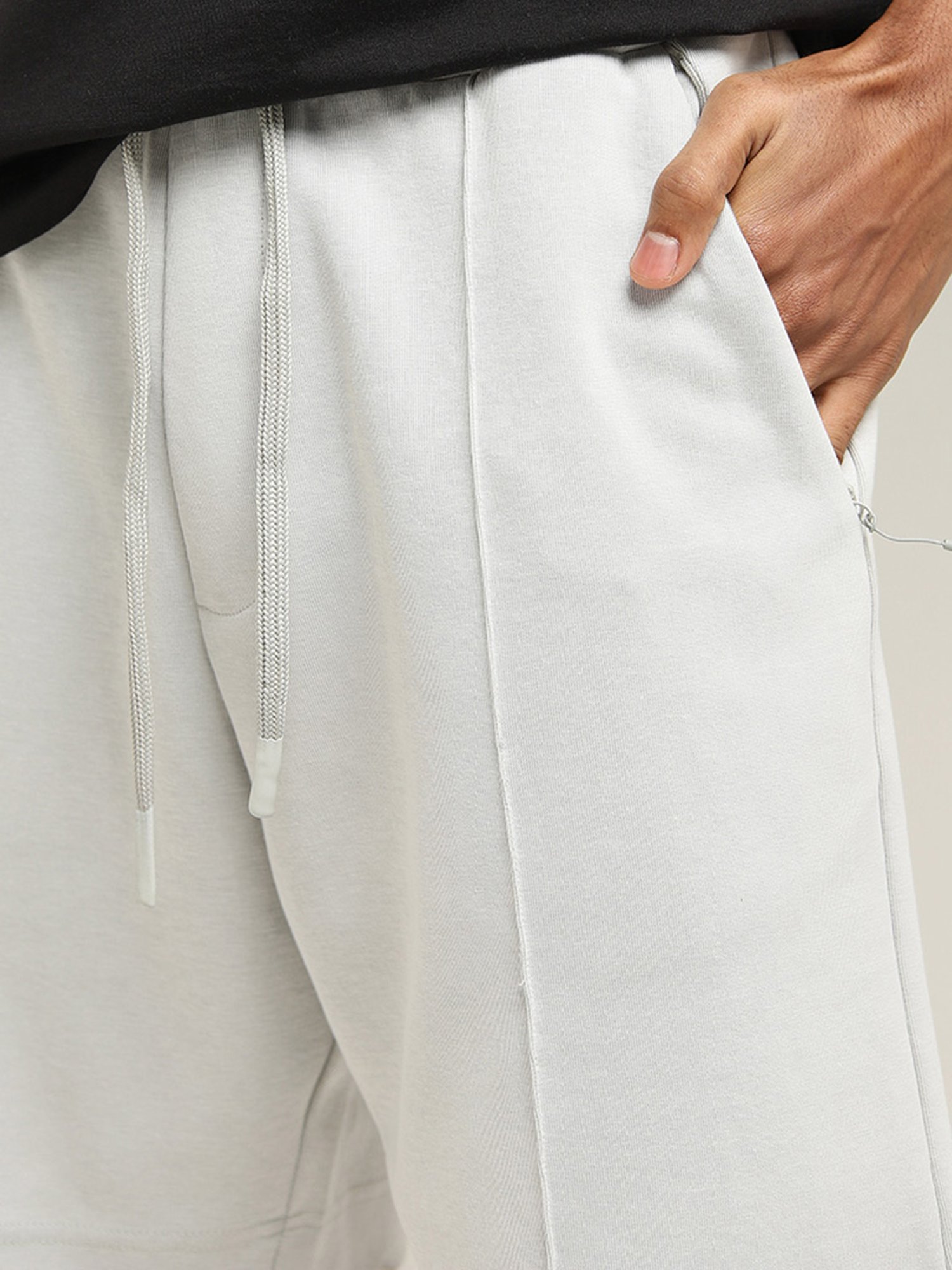 Studiofit by Westside Light Grey Relaxed Fit Mid Rise Shorts