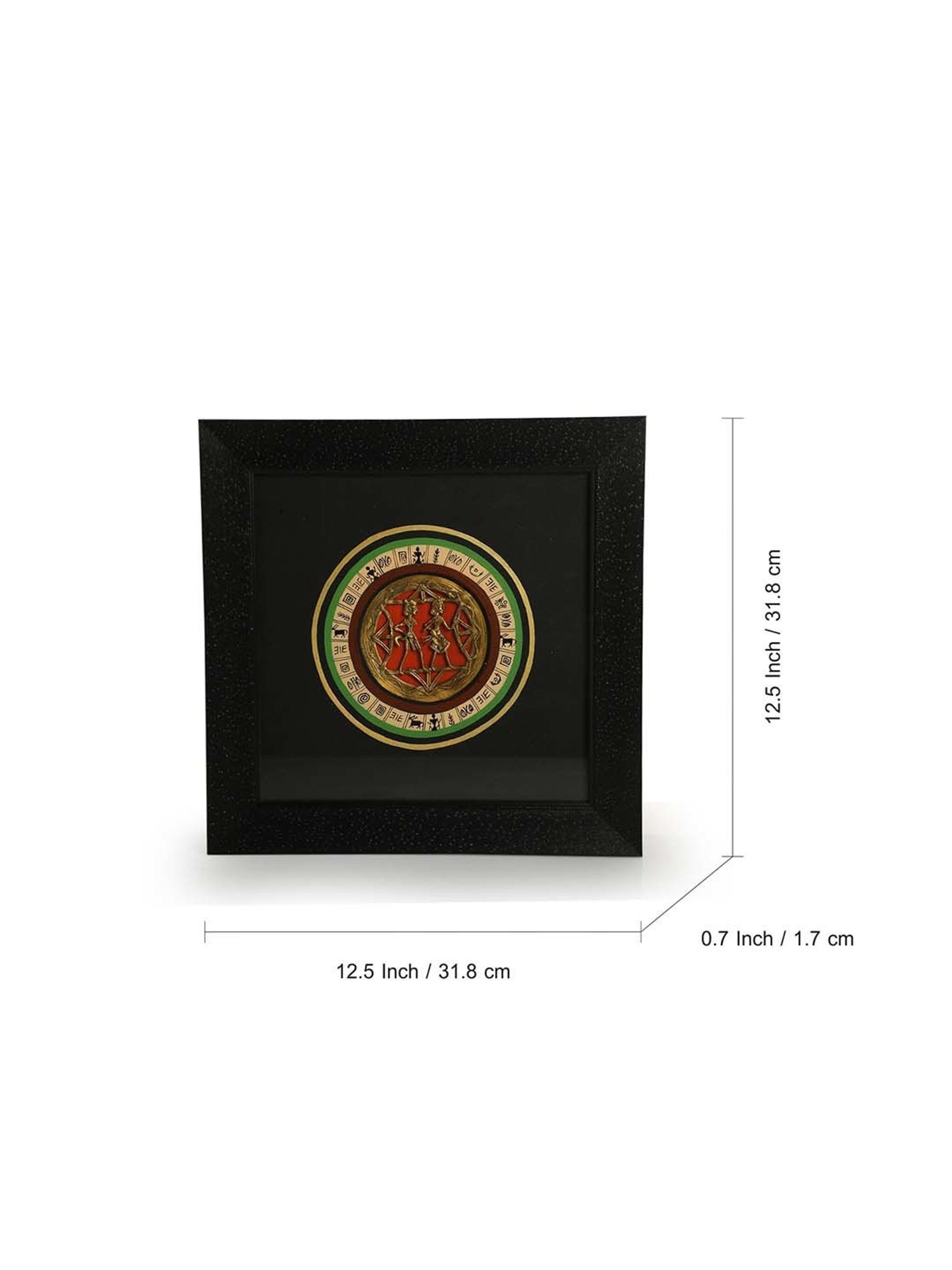 ExclusiveLane Black & Golden Acrylic Dhokra-Warli Dance Handcrafted Wall Decor