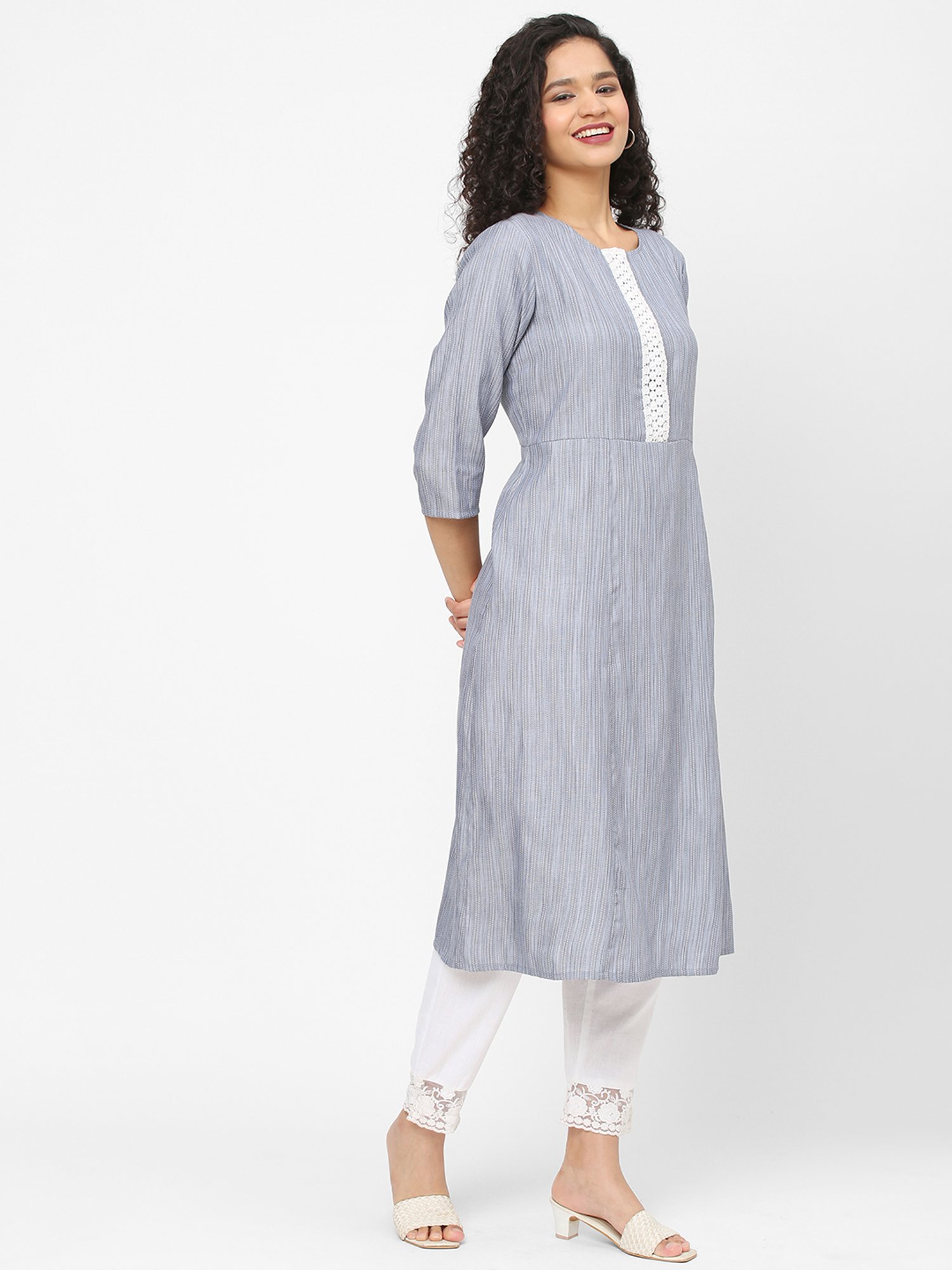Fusion Beats Blue A Line Kurta