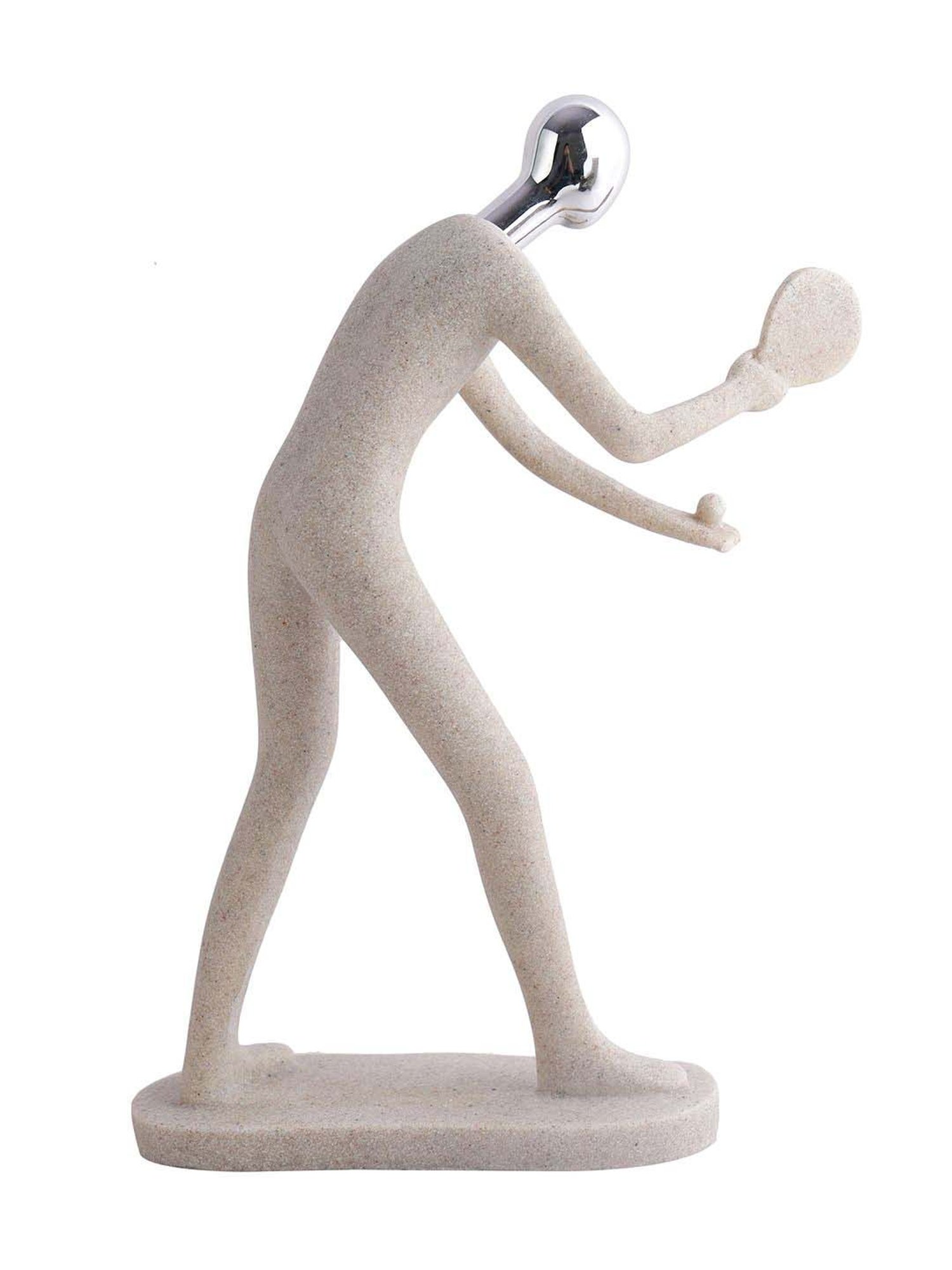 Tayhaa Off-White & Silver Resin Table Tennis Athlete Decor Piece
