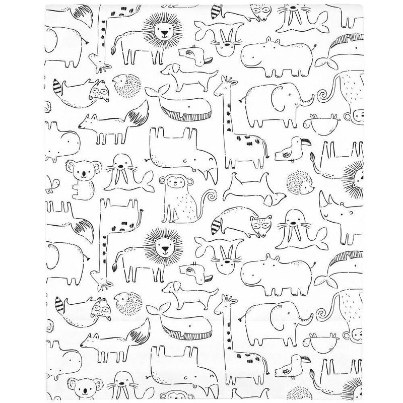 Carter's Safari Animals Super Soft Fitted Crib Sheet - Black and White
