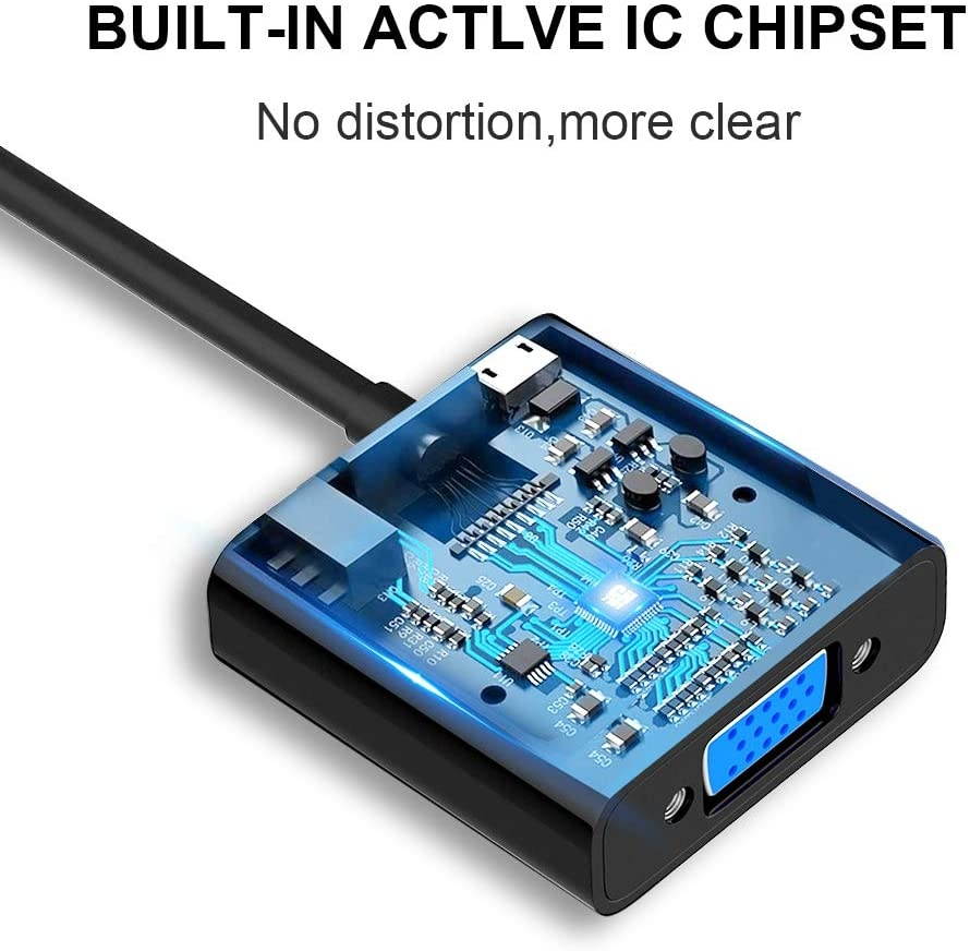 HDMI to VGA,QGeeM Gold-Plated HDMI to VGA Adapter (Male to Female) for Computer,Desktop,Laptop,PC,Monitor,Projector,HDTV, Chromebook,Raspberry Pi,Roku,Xbox and More(Black)