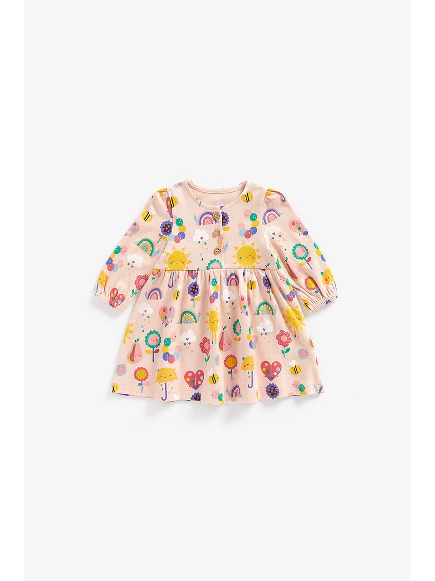 Mothercare Kids Peach & Blue Printed Full Sleeves Top with Leggings