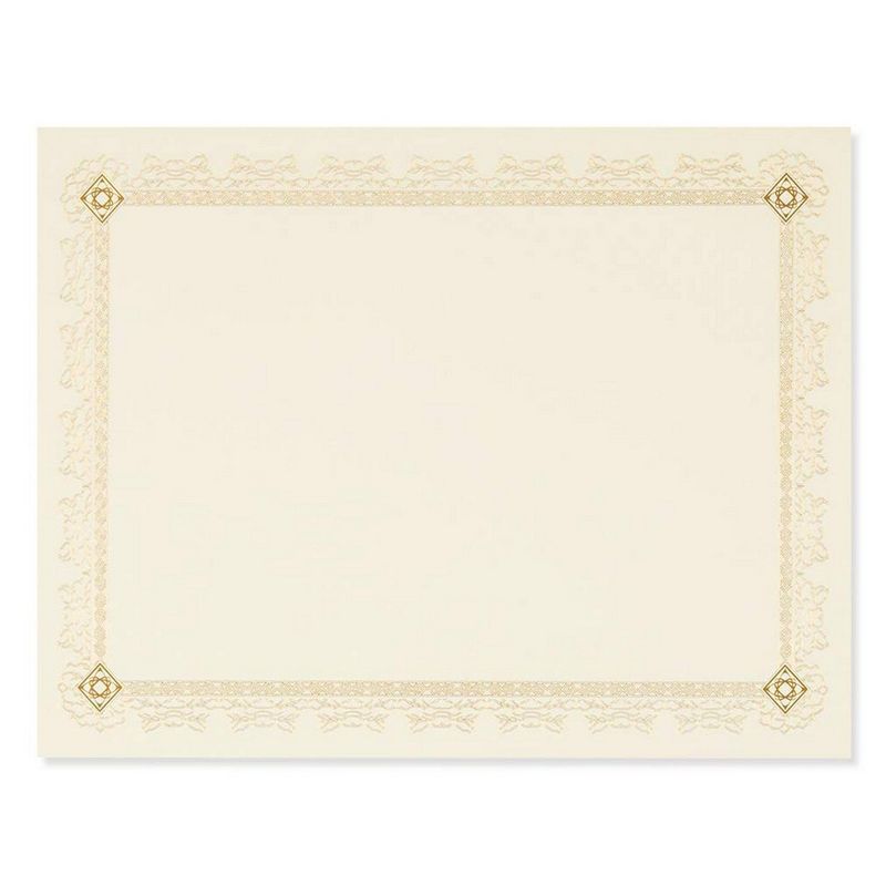 48-Sheet Certificate Papers with Gold Foil Leaf Borders, Letter Size for Diploma, 8.5" x 11"