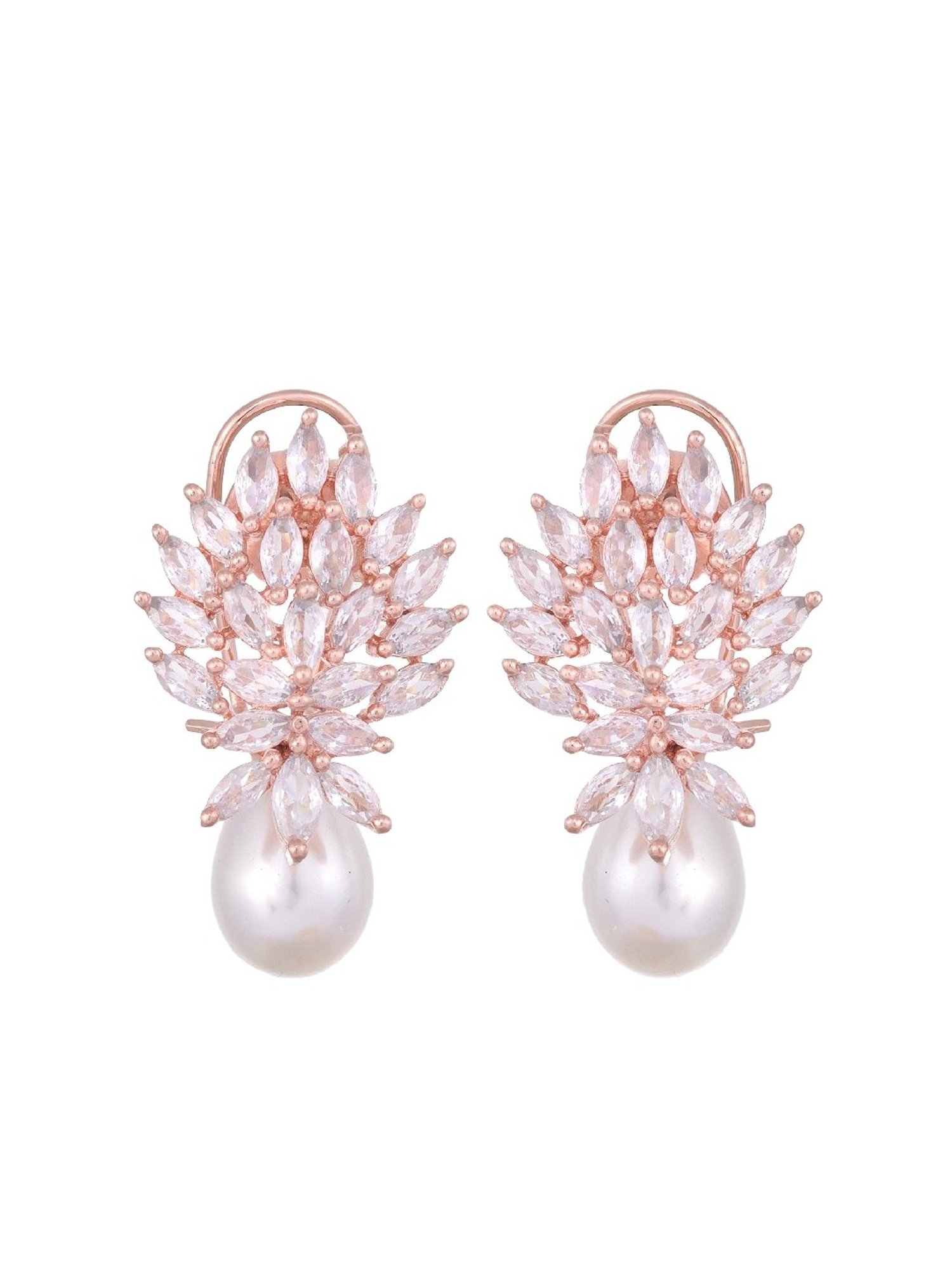 Saraf RS Jewellery Earring High Quality White Pearl AD studded