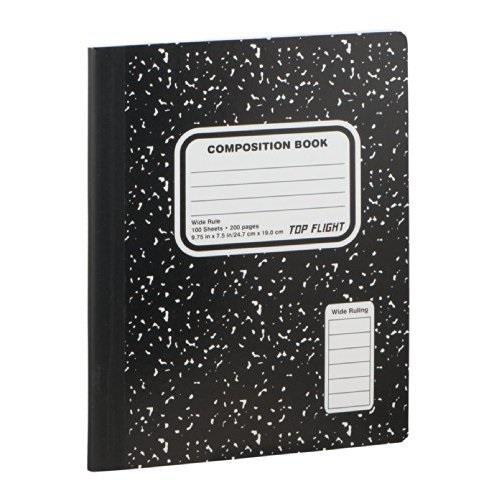 TOP FLIGHT 1-Subject Composition Book Black & White Wide Rule 4511915