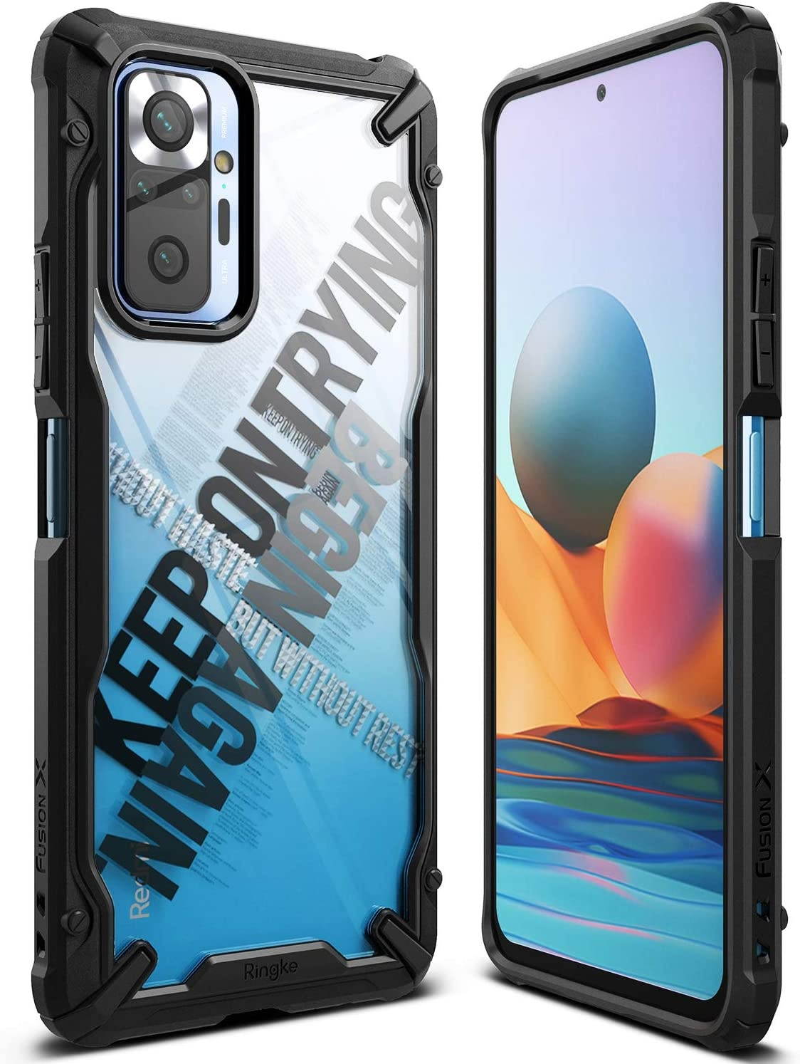 Ringke Fusion-X Compatible with Xiaomi Redmi Note 10 Pro, Redmi Note 10 Pro Max Case, Shockproof Rugged TPU Bumper Cover - Camo Black