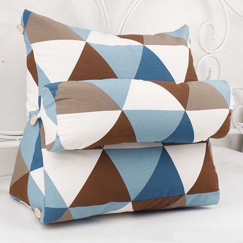Pillow Triangle Cushion Plain Large Pillow Cotton Linen Backrest Tournure For Office Chair Home  10