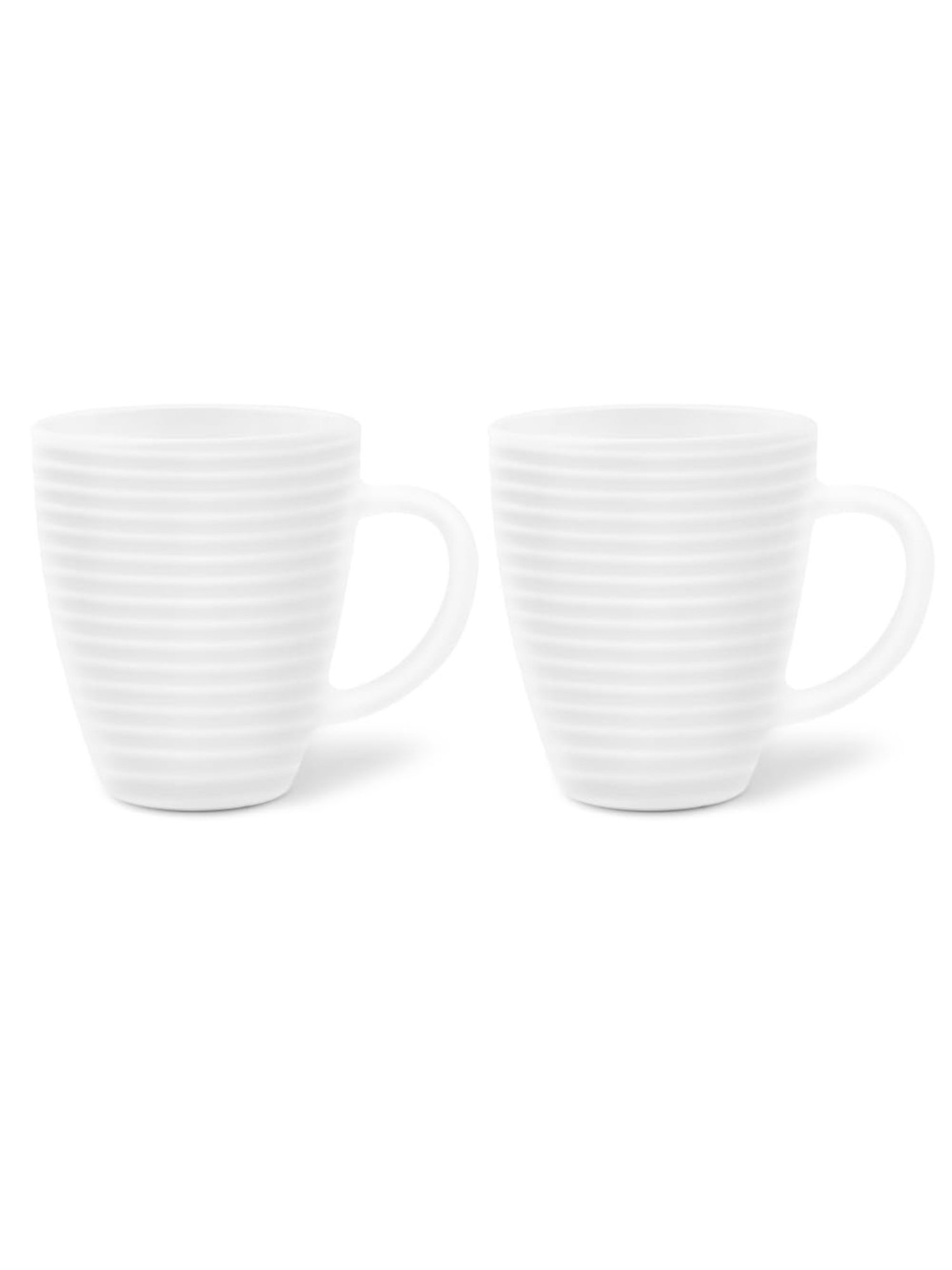 Larah by Borosil White Ceramic Mugs - Set of 2 240ml