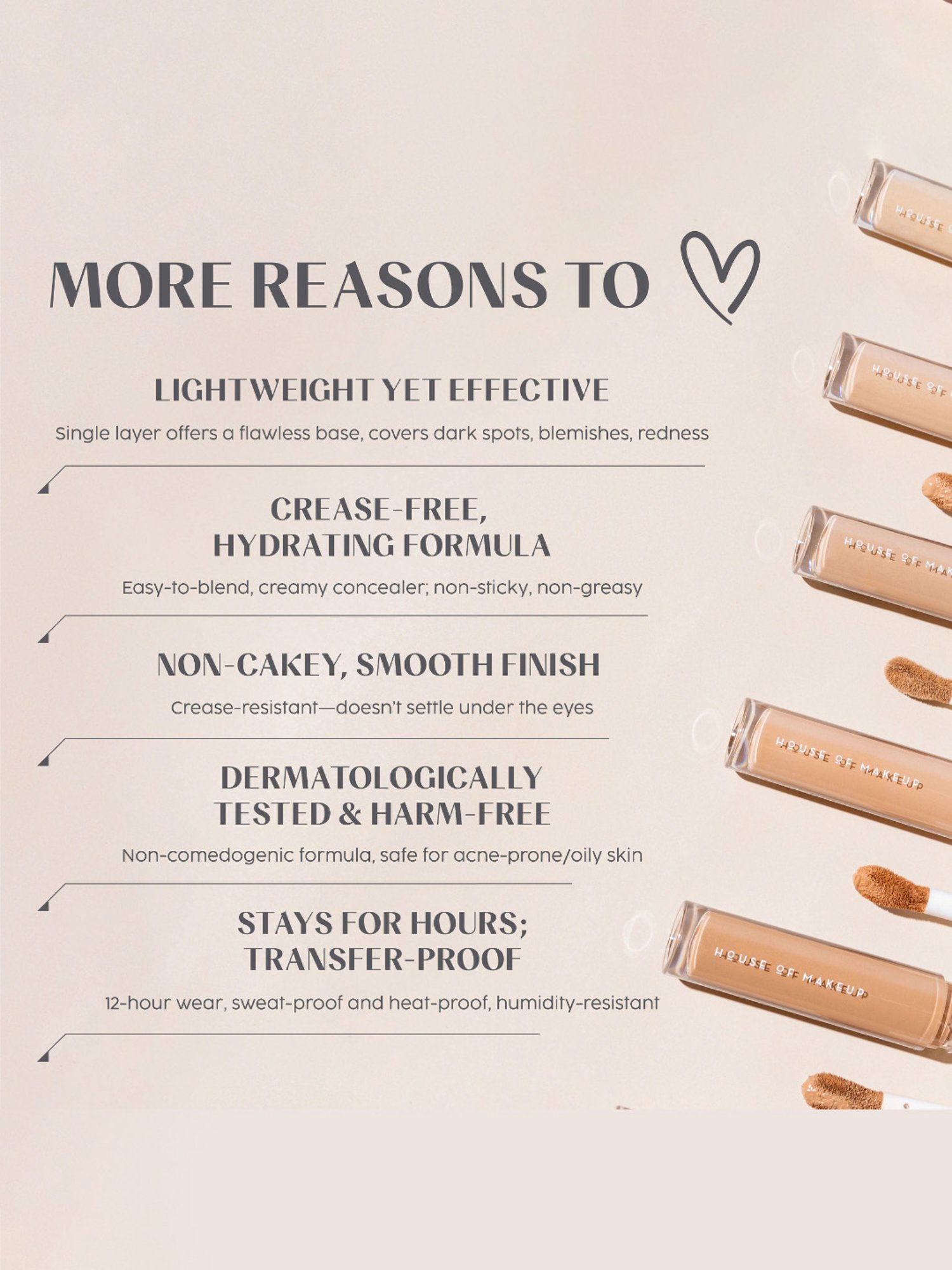 House of Makeup Zoom In Crease-Free Creamy Concealer M02-Medium Skin Tone - 6 ml