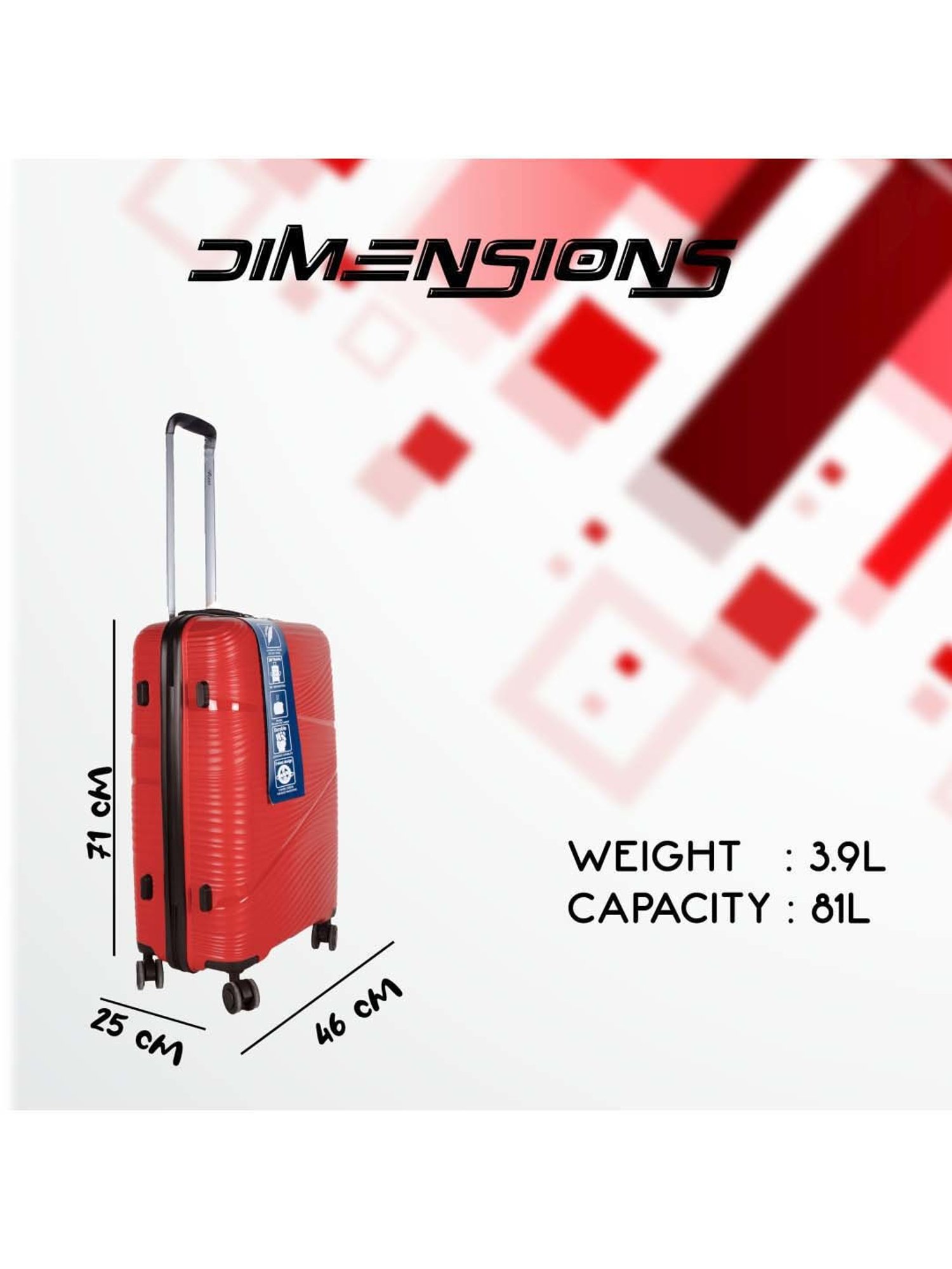 F Gear 4 Wheel Large Hard Cabin Trolley - 46 cm