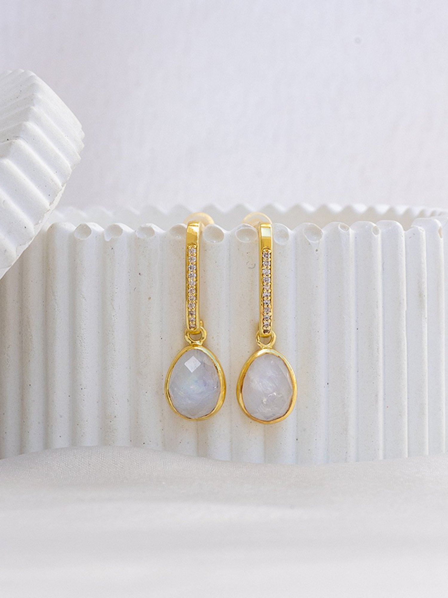 Perfectly Average Moonstone Dangling Studs