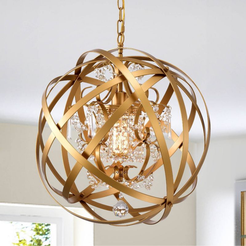 19" x 19" x 52" Verite Chandelier with Globe Metal Shade Gold - Warehouse Of Tiffany