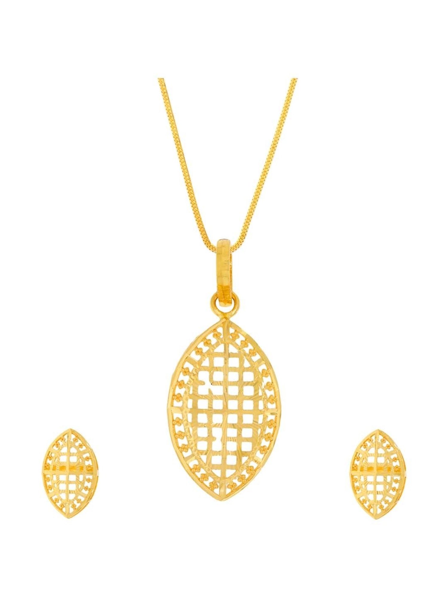 Waman Hari Pethe Jewellers 22k Gold Pendant Set for Women