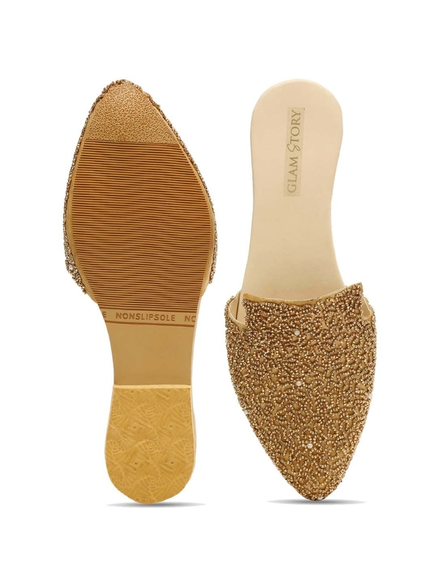 Glam Story Women's Gold Mule Shoes