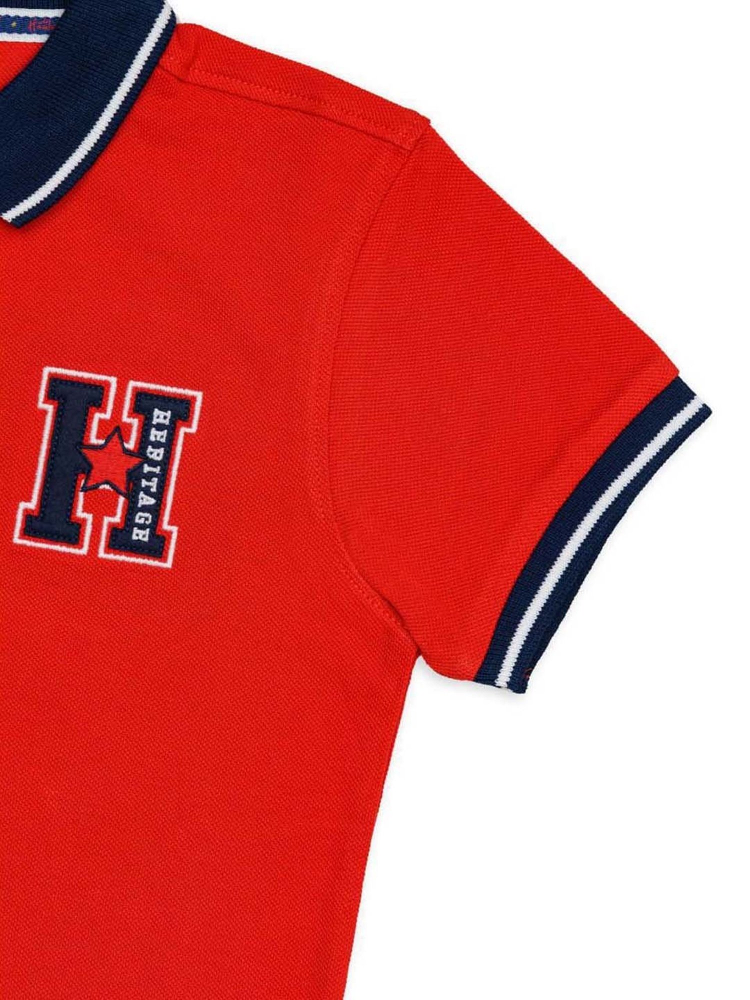 H by Hamleys Kids Red Cotton Applique Polo T-Shirt