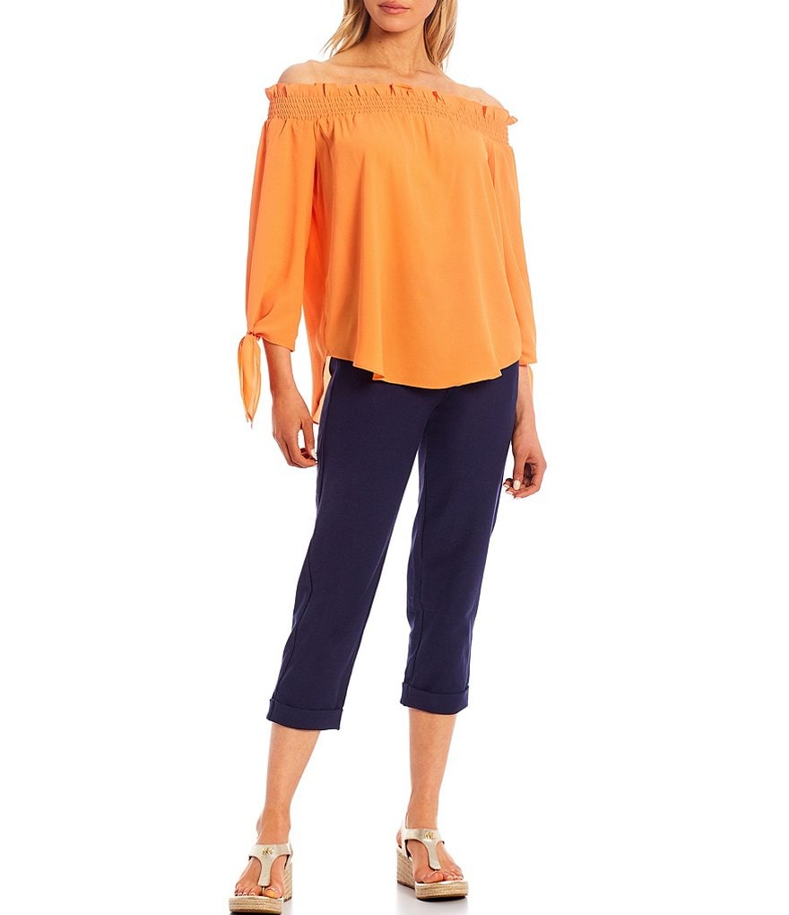 MICHAEL Michael Kors Stretch Knit Twill Pull-On Roll Cuff Crop Pants