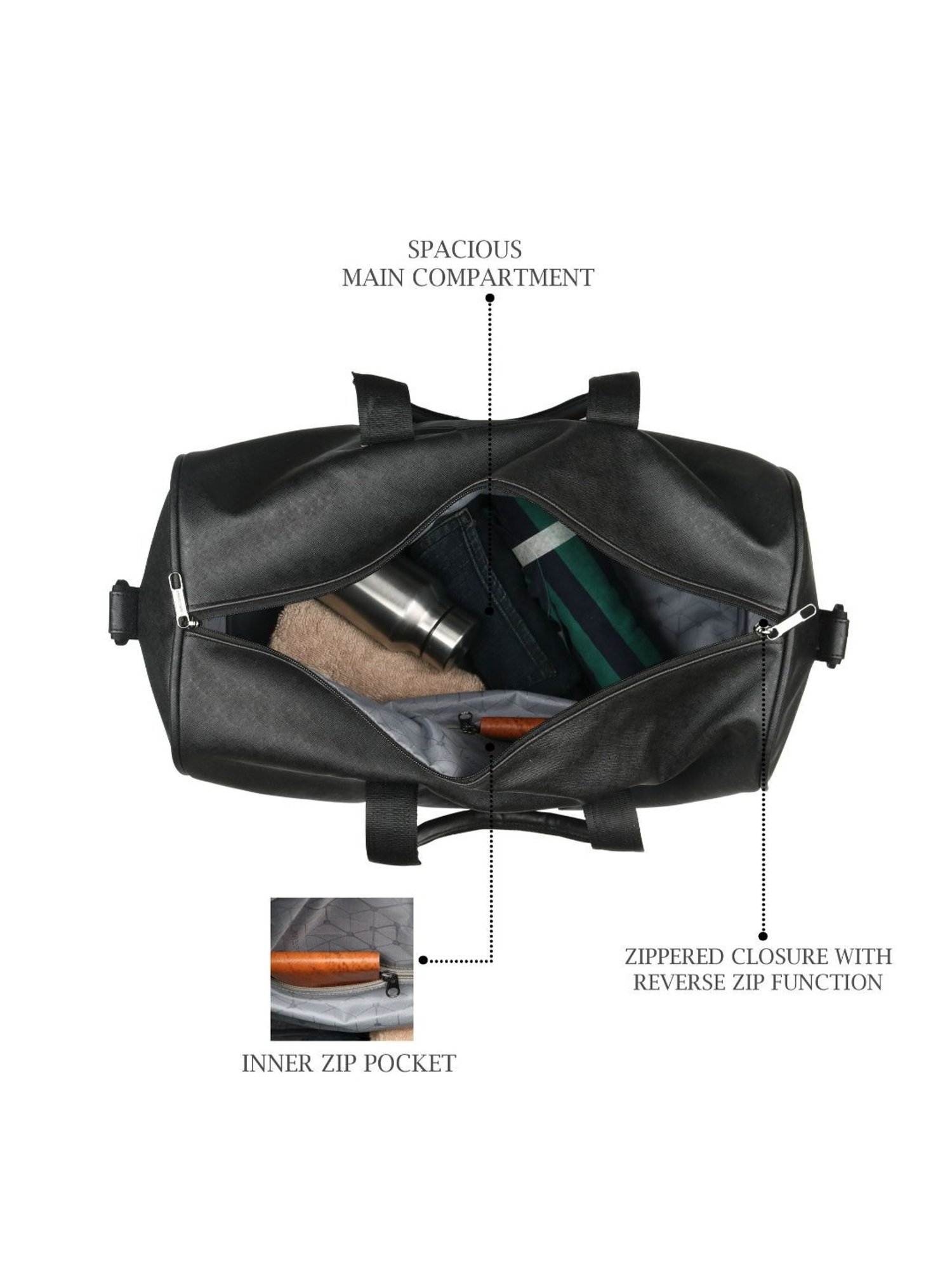 Lavie Sport Captain 32L Synthetic Leather Unisex  Duffle Bag (Black)