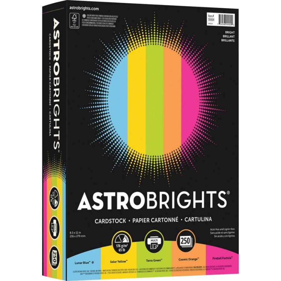 Astrobrights Astrobright Colored Cardstock 65lb 8-1/2"x11" 250Sht/PK Ast 99904