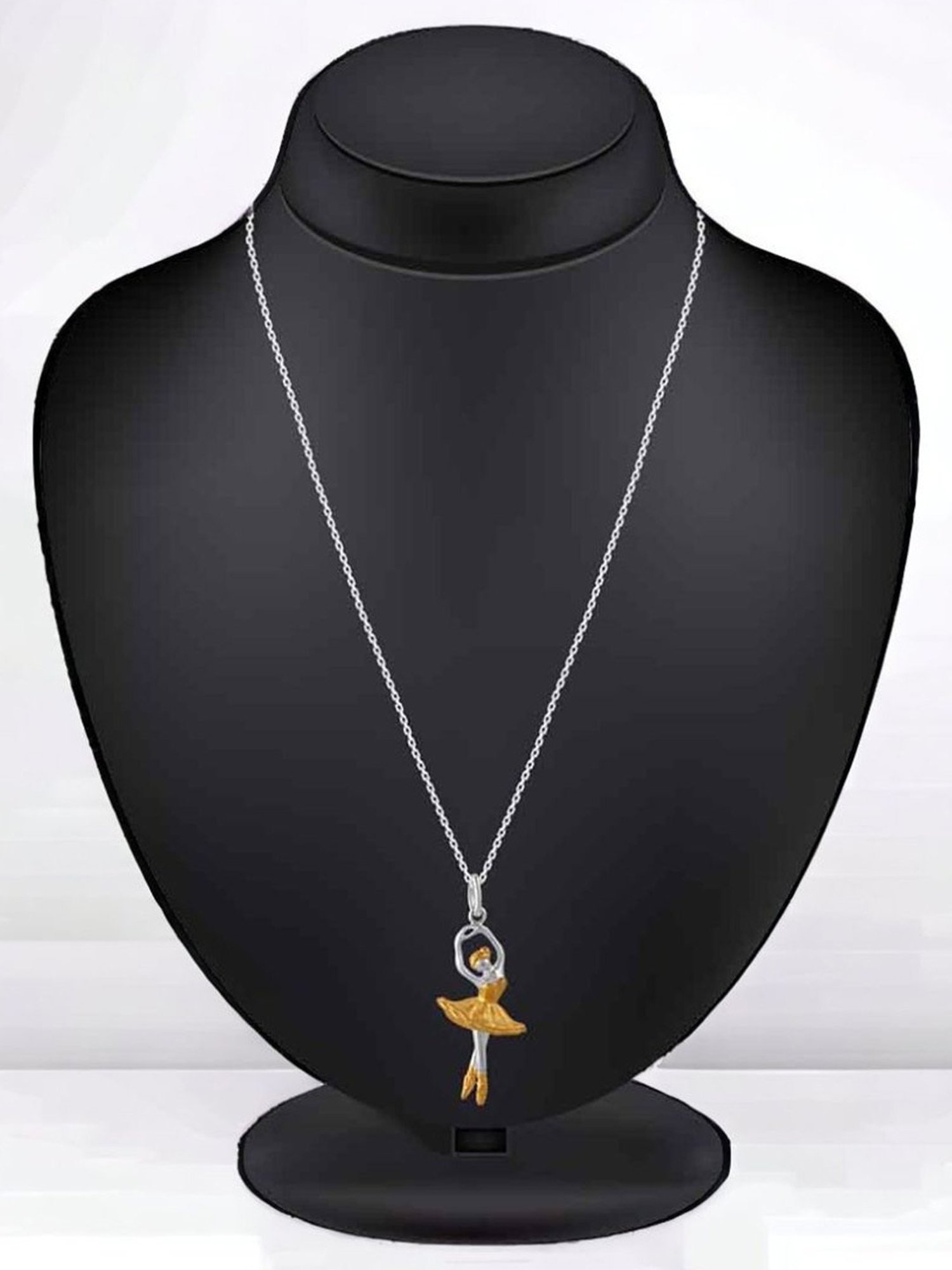 Rihi by P.C. Chandra Jewellers 925 Silver Dancing Doll Pendant, Chain & Earring Set for Women