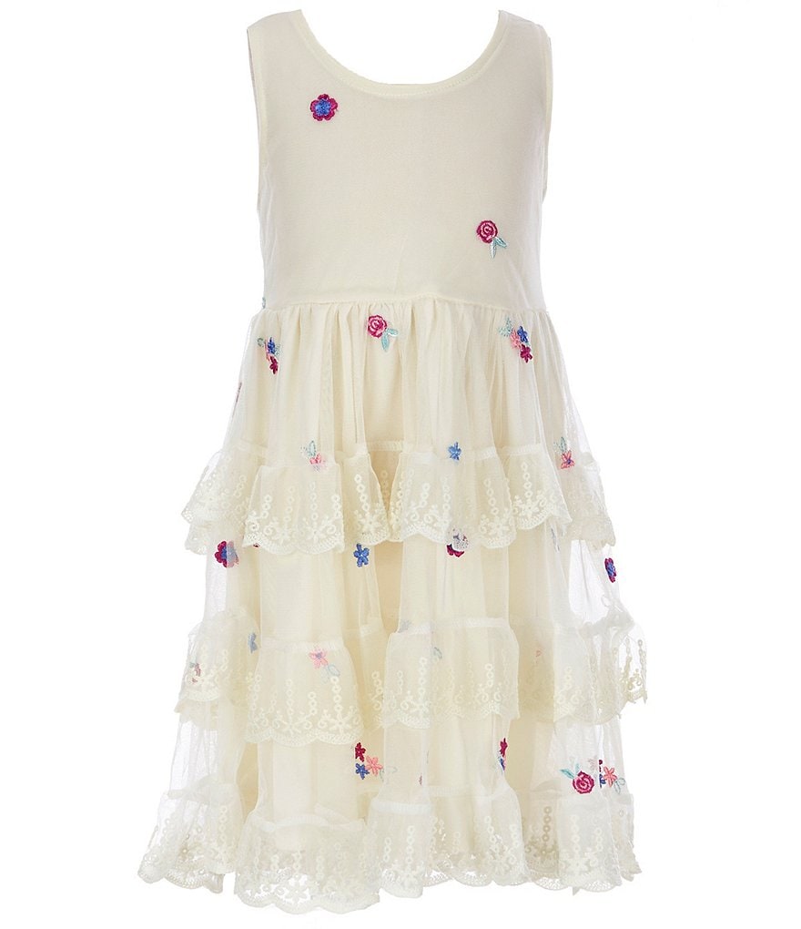 Laura Ashley Little Girls 2T-6X Seersucker/Strawberry-Print Mesh Fit-And-Flare Dress