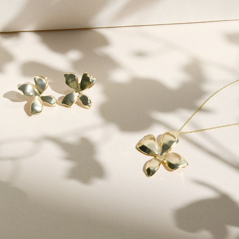 Sanctuary Project Statement Flower Stud Earrings Gold