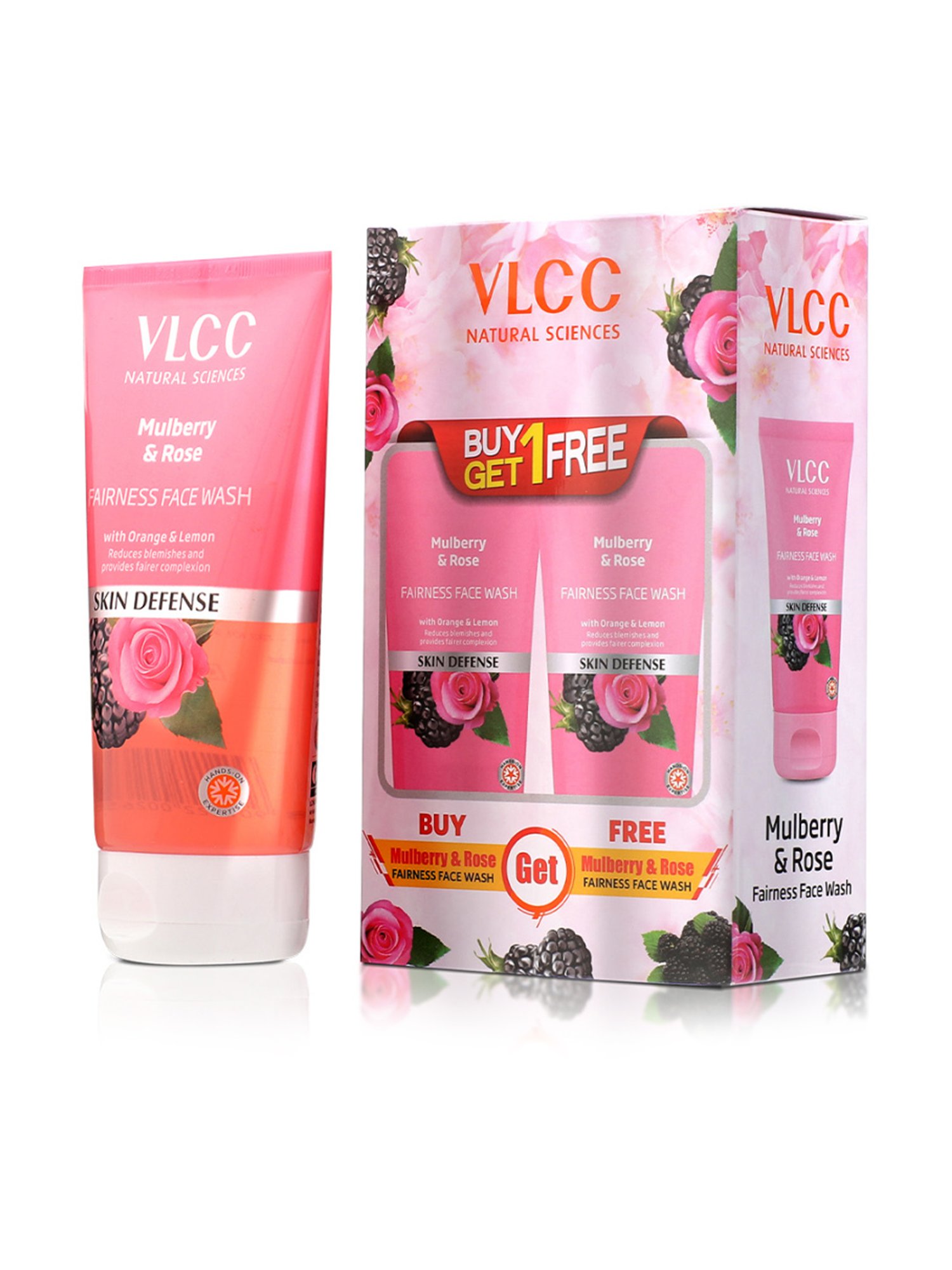 VLCC Mulberry & Rose Face Wash & Anti Tan Sunscreen Lotion SPF 25 PA+ Combo Pack - Buy 1 Get 1 Free
