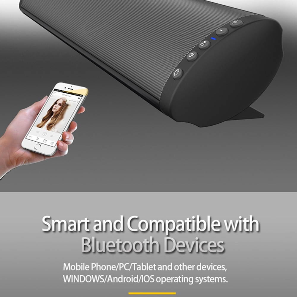 20W Wireless Bluetooth Column Soundbar TV Music Speaker Sound Bar Home Theater TF USB Support 3.5mm Fiber RCA With Wall Mount