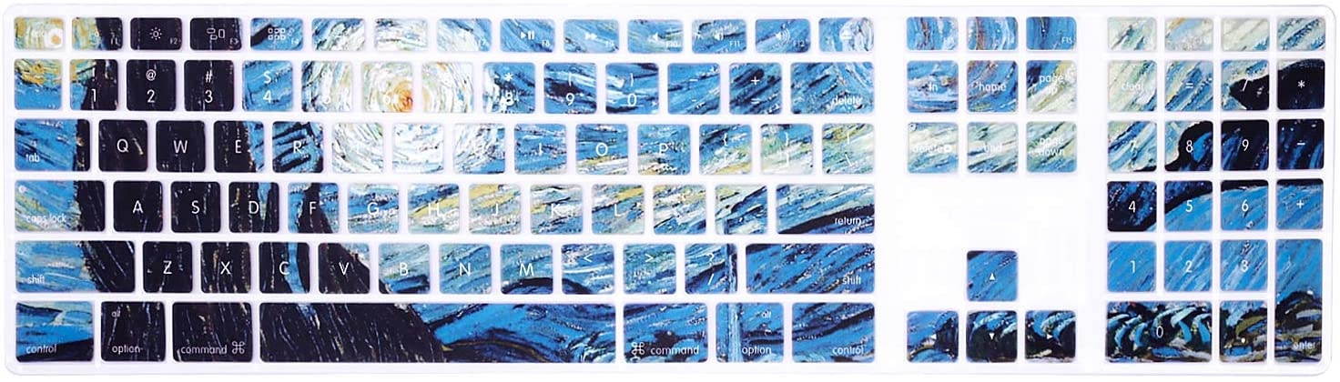 HRH for Apple iMac G6 MB110LL/B and MB110LL/A A1243 Keyboard with Numeric Keypad NumberPad Print with: Starry Night Design Silicone Keyboard Skin Cover [US Layout]