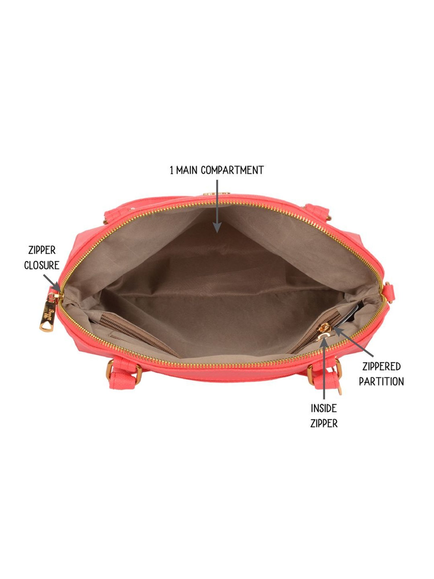 Baggit Leona Sprinkle Red PU Solid Bowler Shoulder Handbag