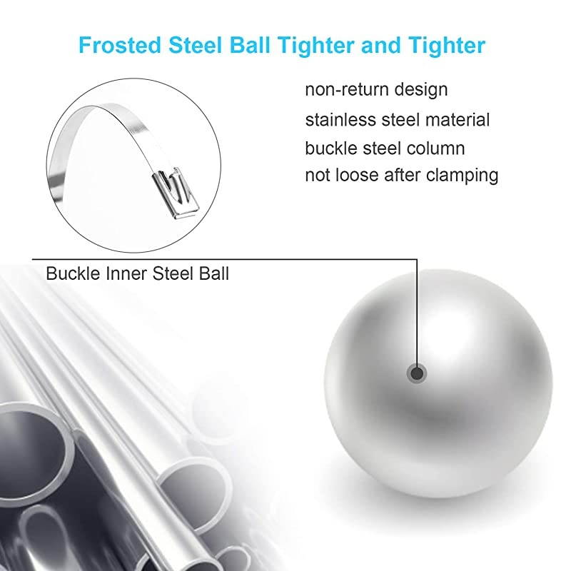 118 Inch Metal Cable Zip Ties 304 Stainless Steel Multipurpose Heavy Duty Selflocking Cable TiesSuitable for Exhaust Wrapping Fence Outdoor and Canopy Etc