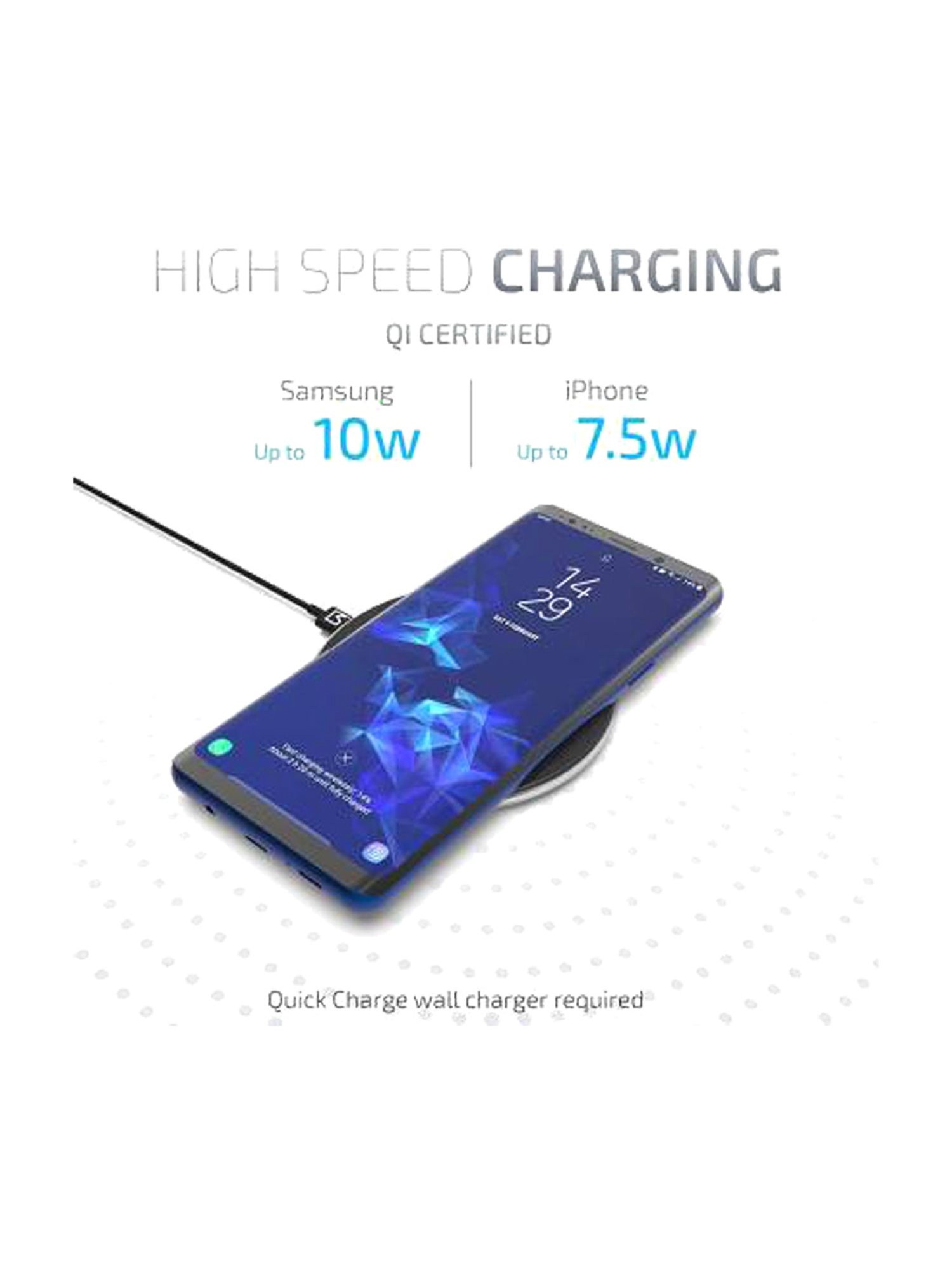 iVoltaa Air.base1 with Type C Cable for Qi Enabled Devices 10W Wireless Charging Pad (Black)