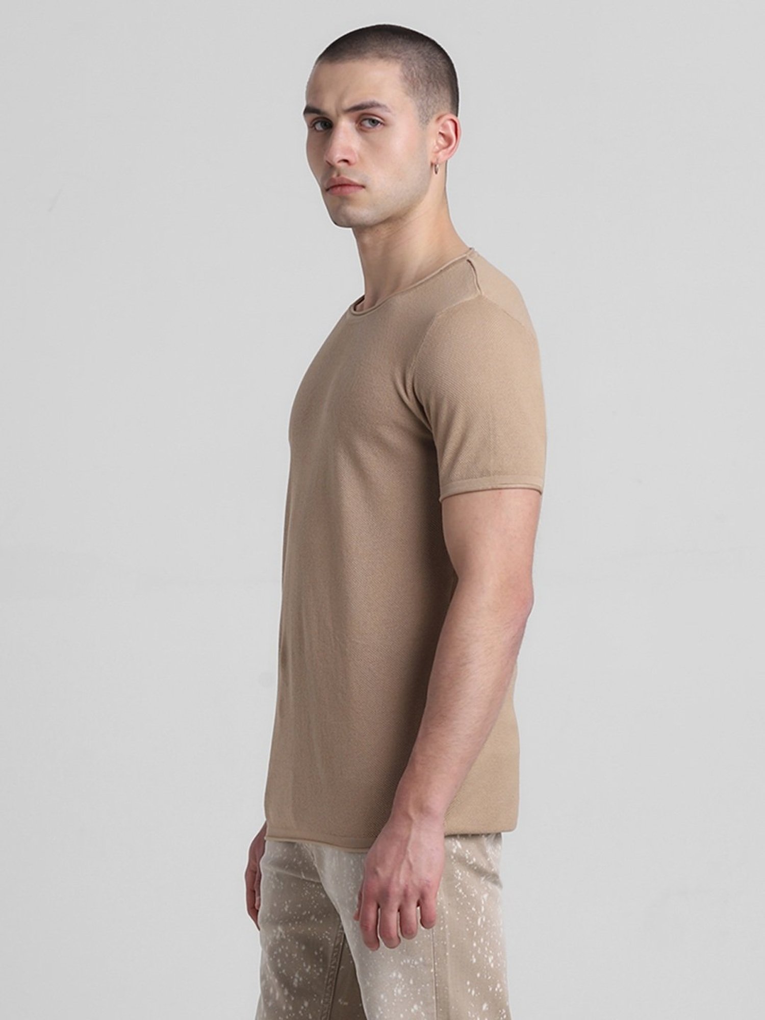 Jack & Jones Warm Sand Cotton Slim Fit Sweater