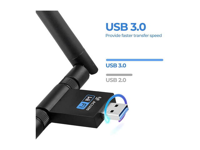 1200Mbps Wireless USB Wifi Adapter, AC1200 Dual Band 2.4GHz/300Mbps 5GHz/867Mbps wifi Lan Card,802.11 ac/a/b/g/n, High Gain Dual 5dBi Antennas Network dongle for Windows XP/7/8/10,MAC OS X