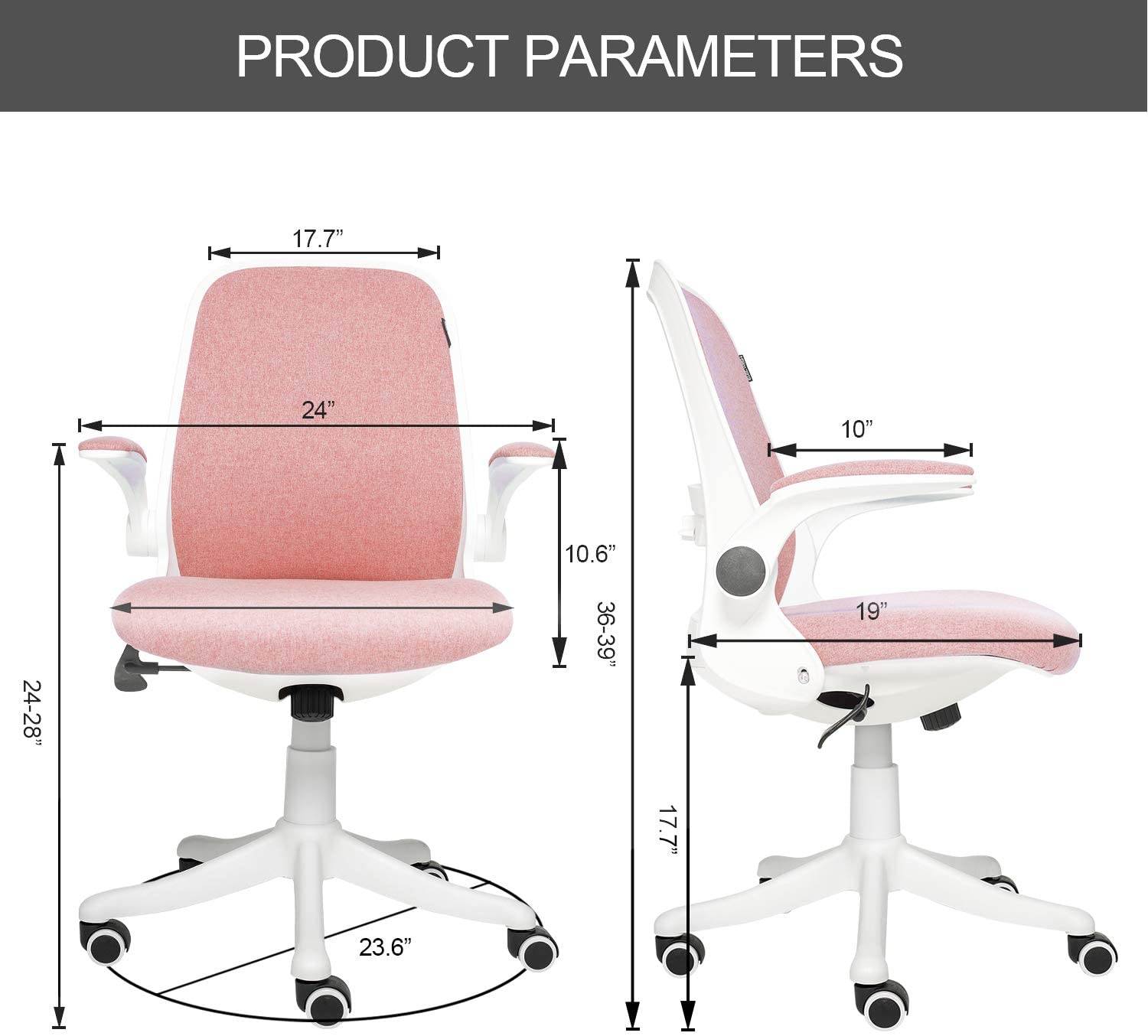 ELECWISH Office Chair Ergonomic Desk Chair Mid Mesh Back Swivel Seat Adjustable Lumbar Support Executive Chair with Flip-up Armrests