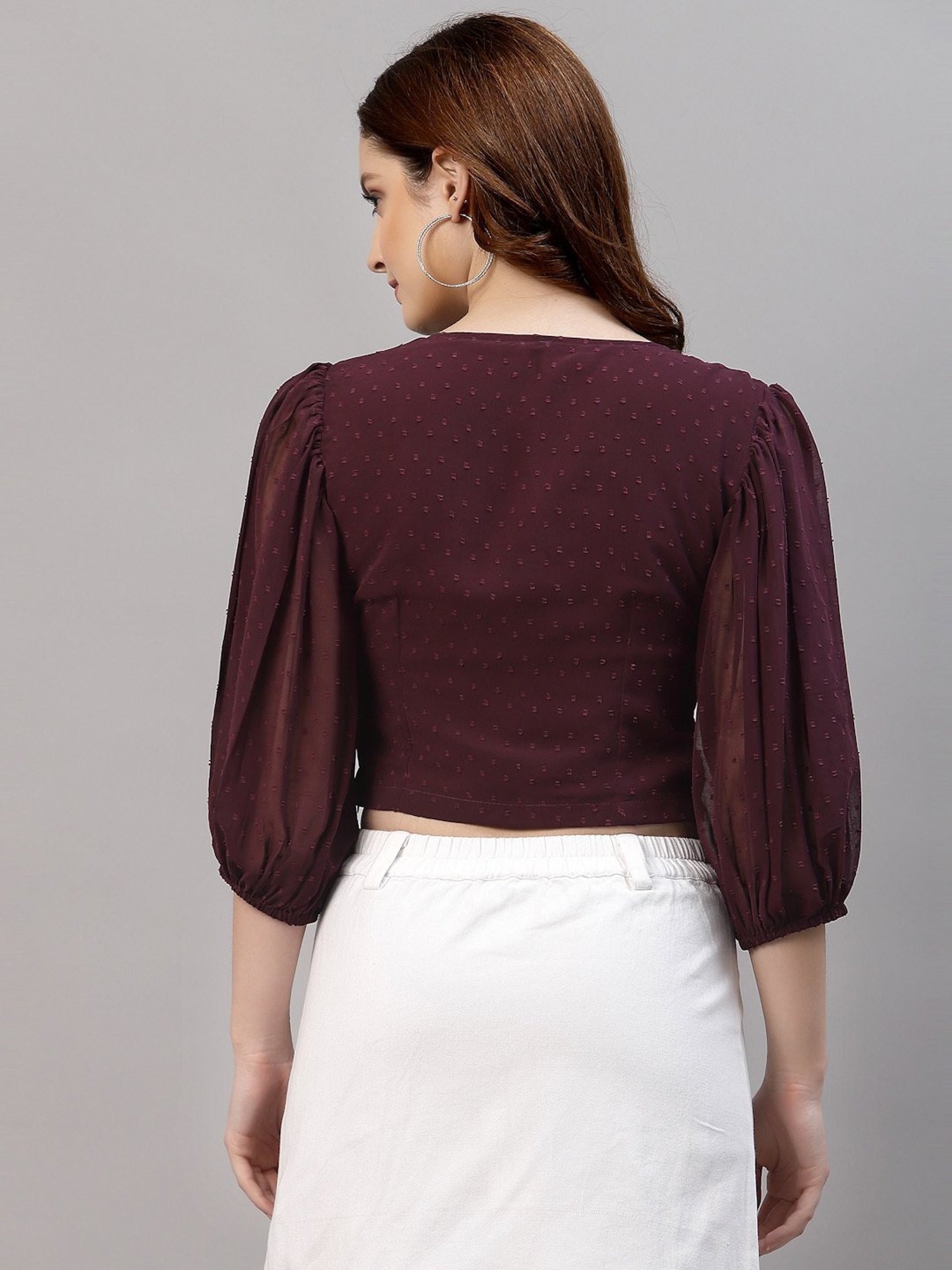 NEUDIS Wine Textured Crop Top
