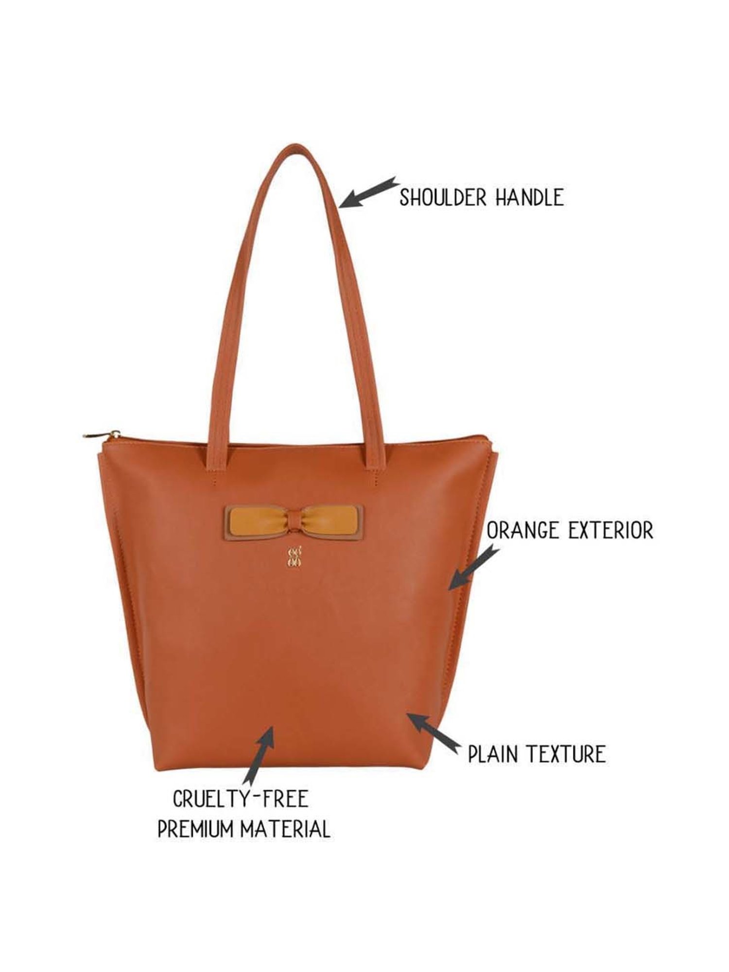 Baggit Orange Solid Medium Tote Handbag