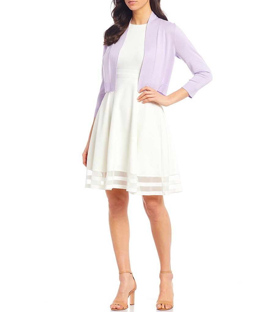 Calvin Klein 3/4 Sleeve Open Front Rayon Crop Shrug