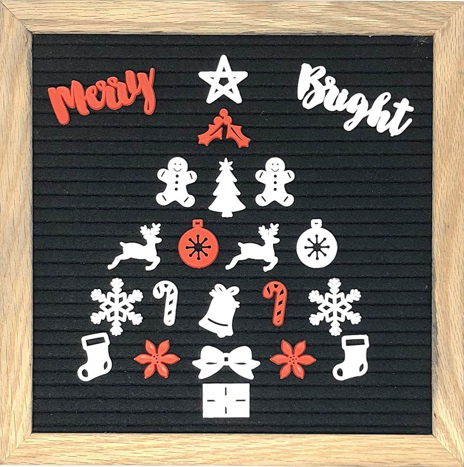 Christmas Holiday Set for Letter Boards - Cursive Words, Icons, Decoration to Enhance Your Felt Message Sign | 238 Piece with Snowflakes, Reindeer, Stockings and More! | (Holiday Pack ONLY!)
